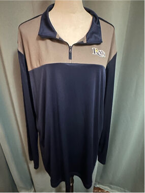 Majestic Tampa Bay Rays 1/4 Zip Pullover Men's 2XL Blue Gray MLB Athletic Jacket